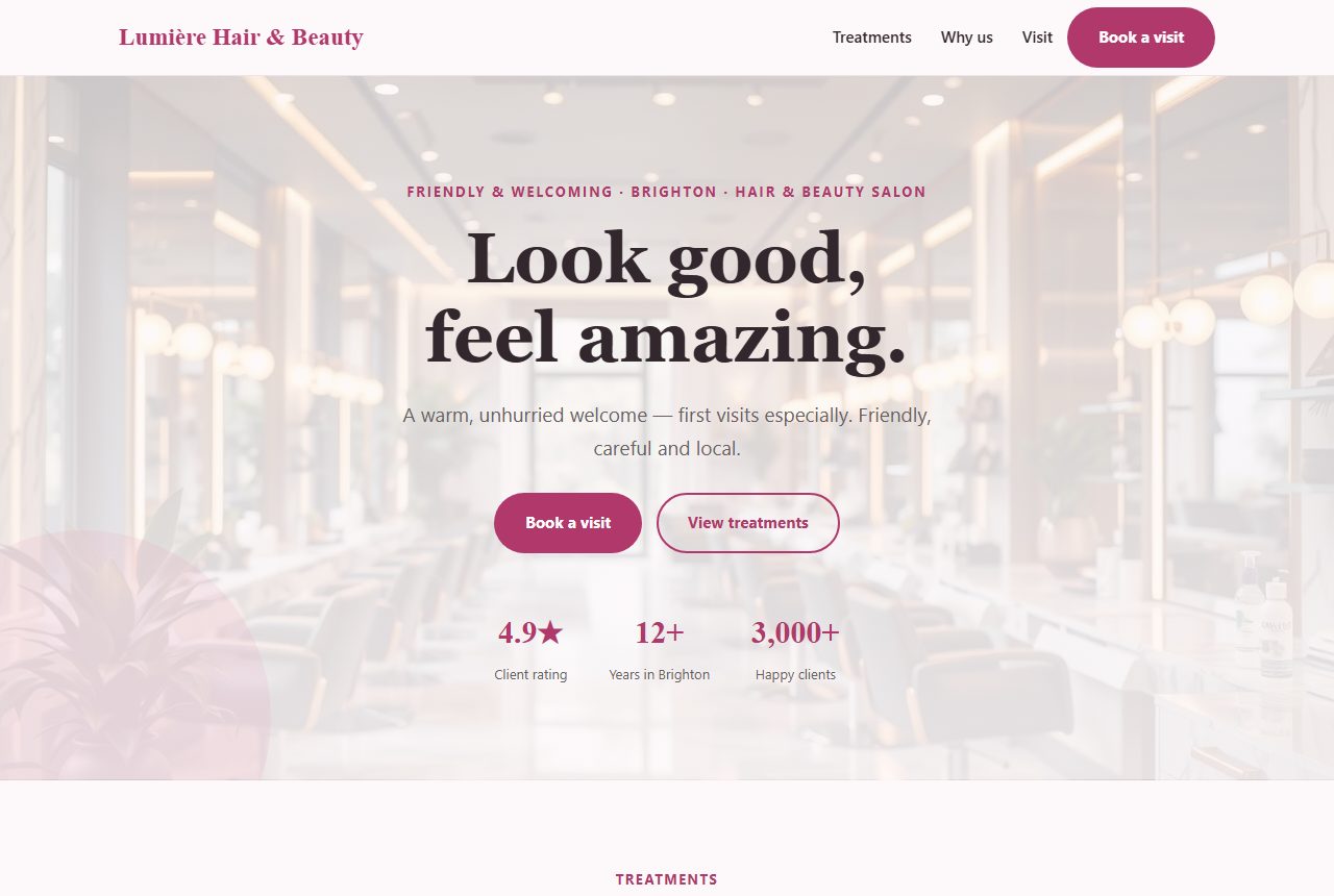 Example website mock-up Pixeloom will send you