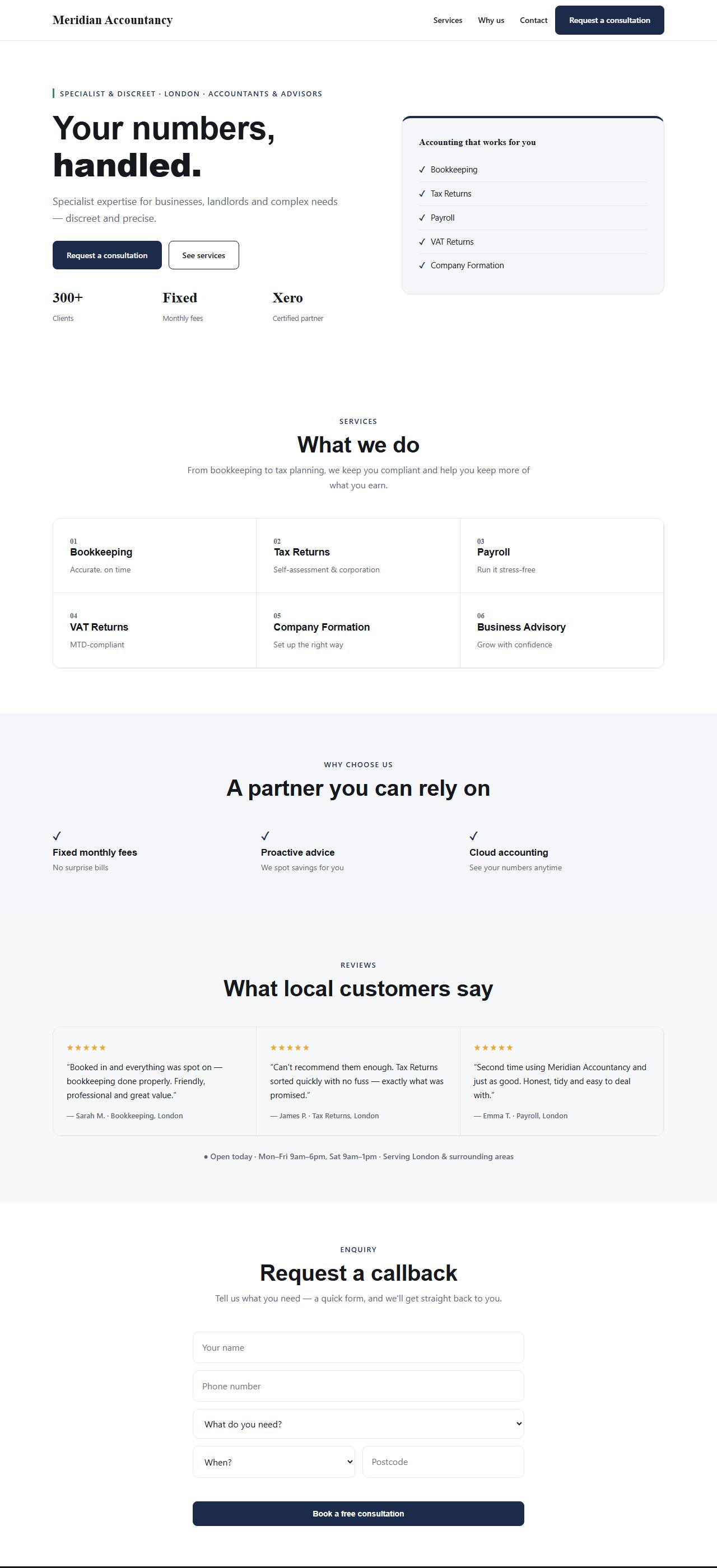 Accountants website designed by Pixeloom