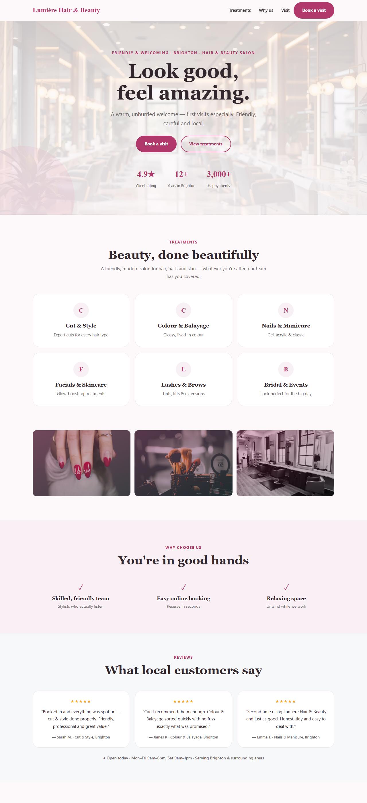 Hair and beauty salon website designed by Pixeloom