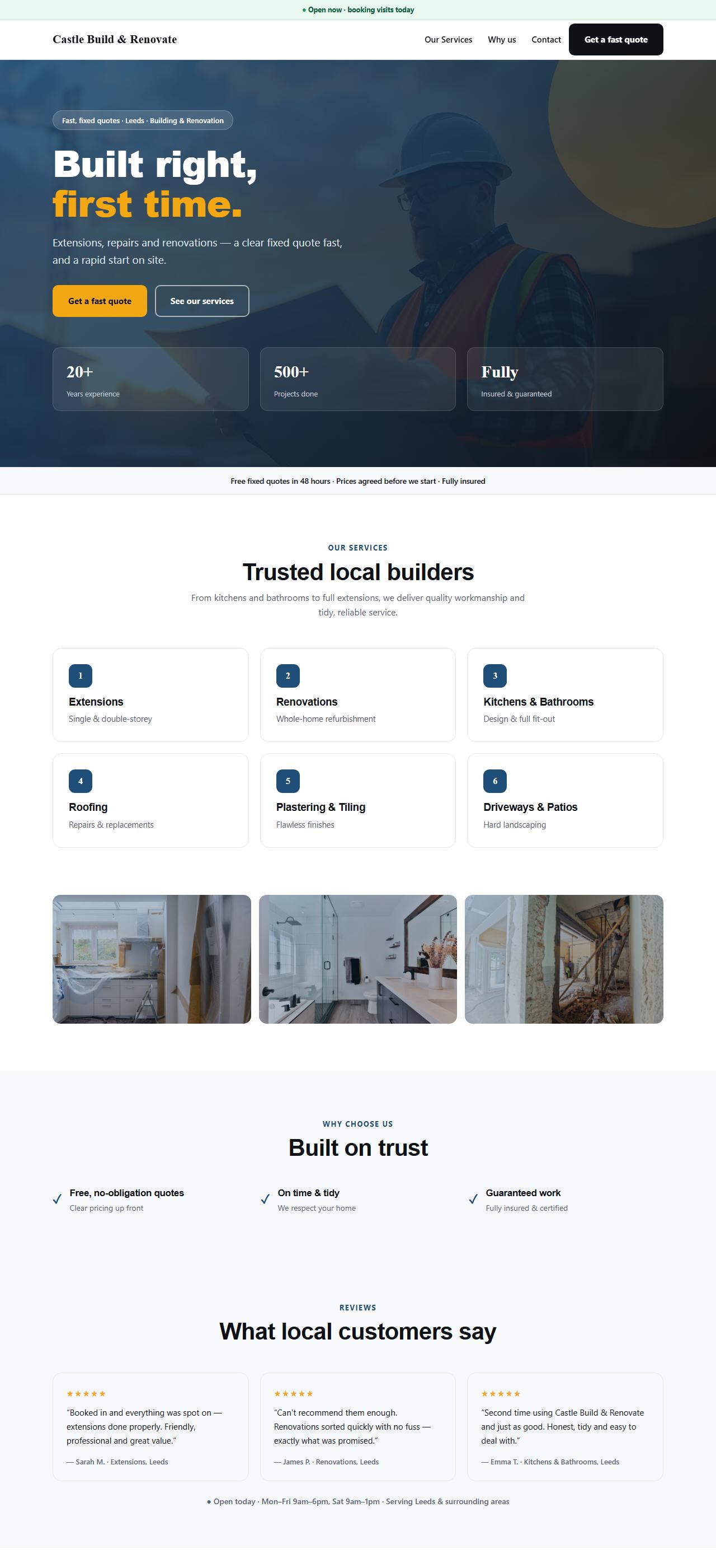Builders and trades website designed by Pixeloom
